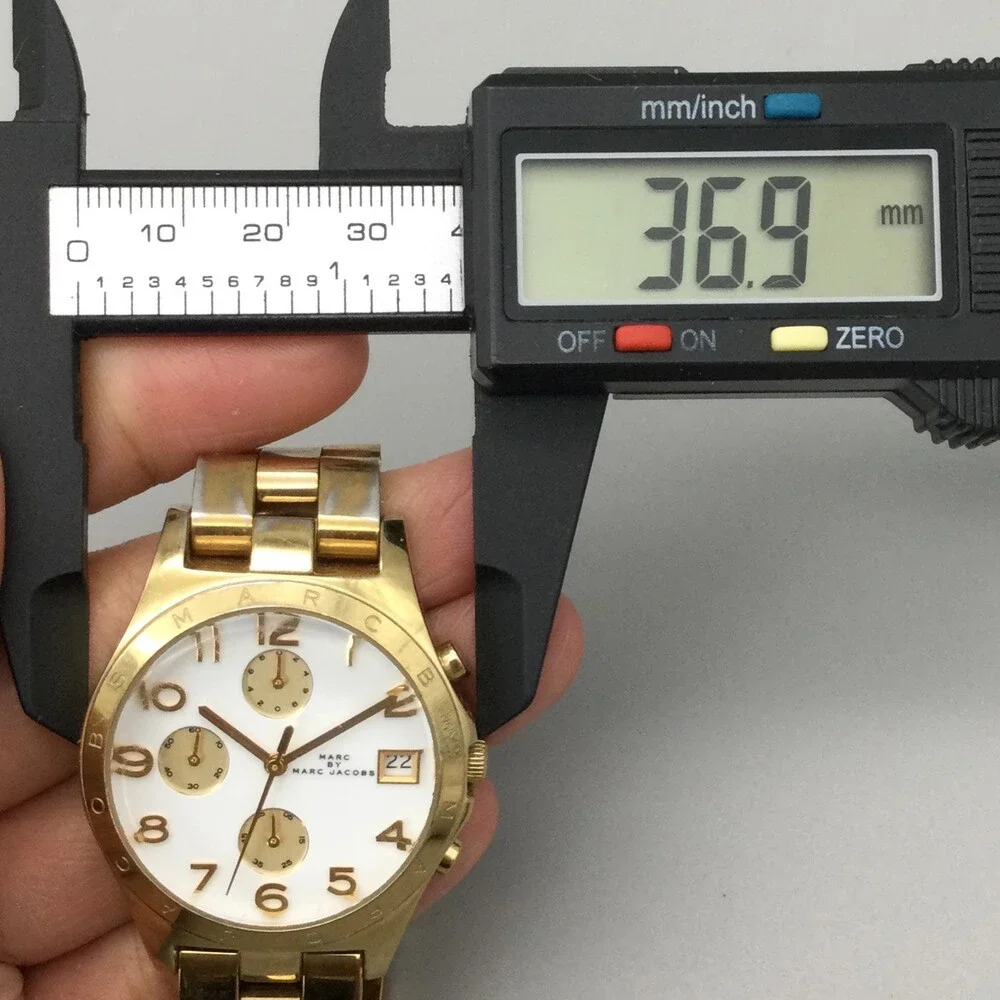 Marc By Marc Jacobs Womens Watch 37mm Gold Tone Chronograph New Battery 6.75